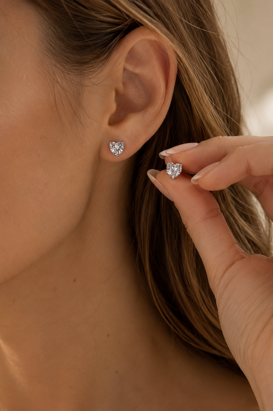 Adore Moissanite Heart Earrings