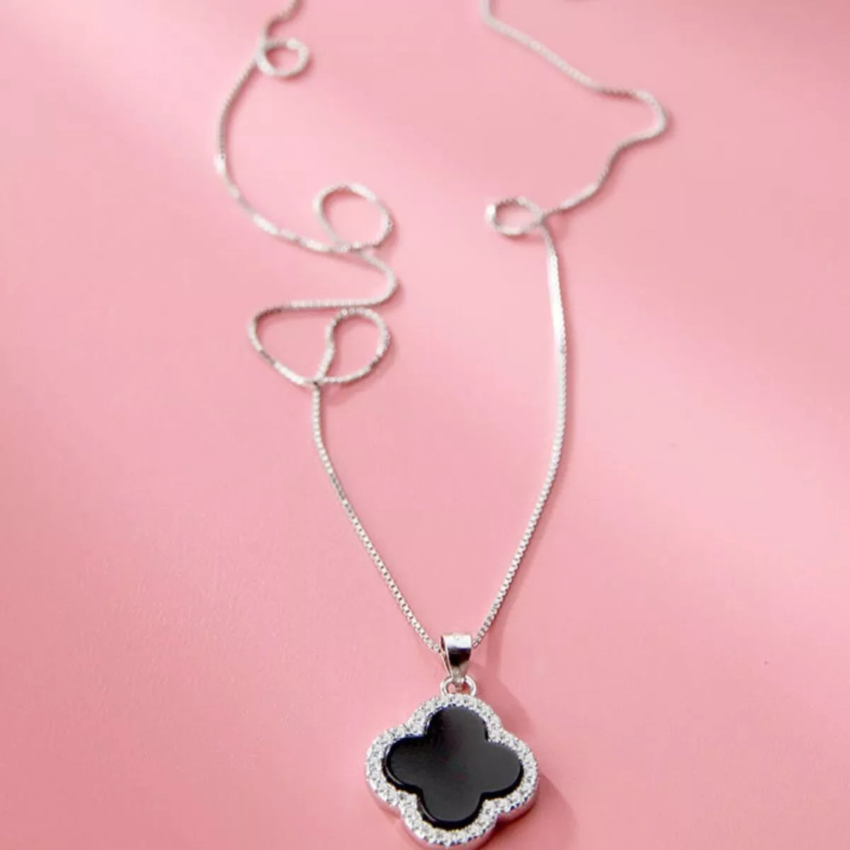 Fortuna Clover Pendant Necklace, four-leaf clover pendant with agate by Curia Pieces