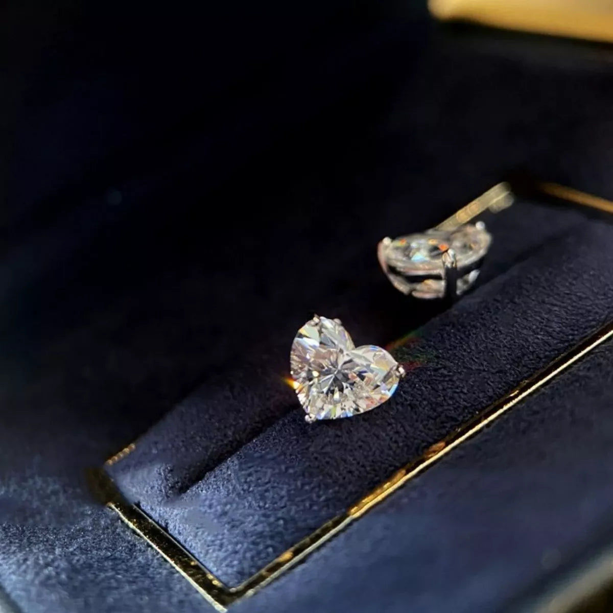 Adore Moissanite Heart Earrings, 2-carat moissanite heart earrings by Curia Pieces
