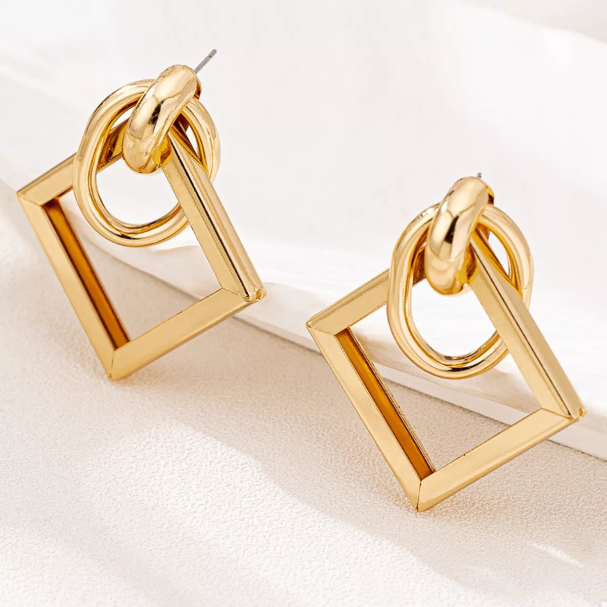 Cressida Square Hoop Earrings – 18K Gold-Plated jewelry by Curia Pieces, view 3