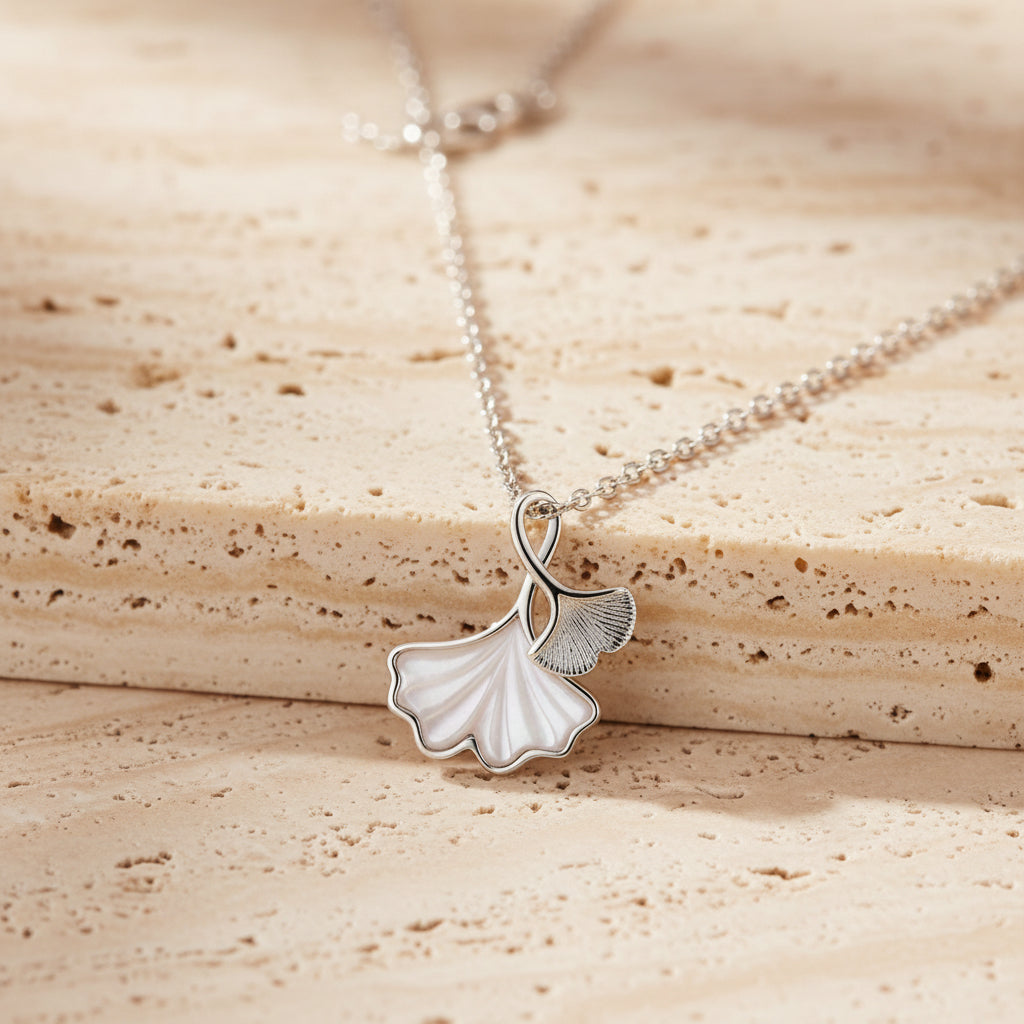 Linnea Ginkgo Leaf Necklace – Sterling Silver jewelry by Curia Pieces