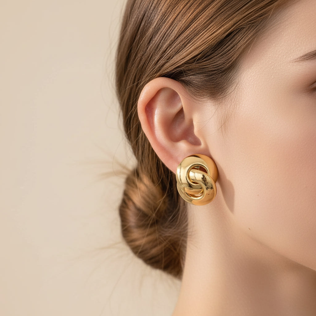 Sable Knot Stud Earrings – 18K Gold-Plated jewelry by Curia Pieces, view 2