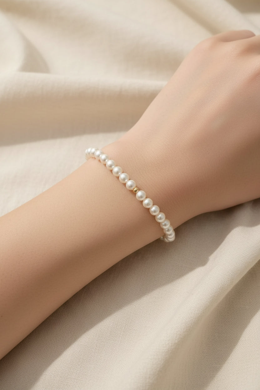 Faye Pearl Beaded Bracelet – Sterling Silver jewelry by Curia Pieces, view 3