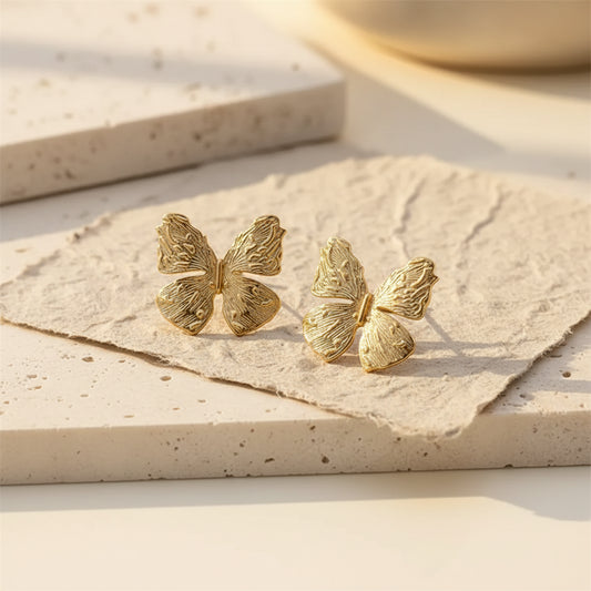 Marceline Textured Stud Earrings – 18K Gold-Plated jewelry by Curia Pieces