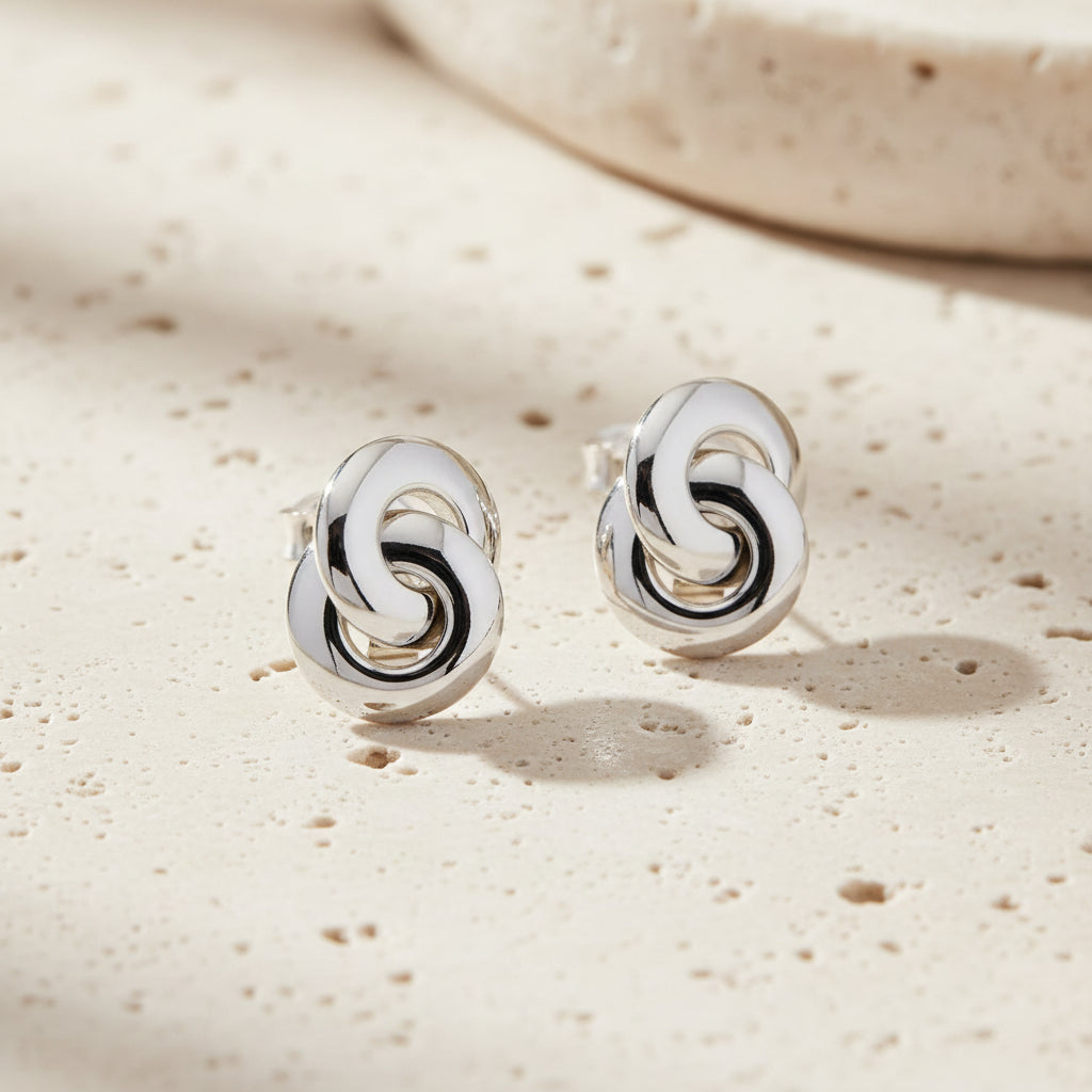 Sable Knot Stud Earrings – 18K Gold-Plated jewelry by Curia Pieces, view 5