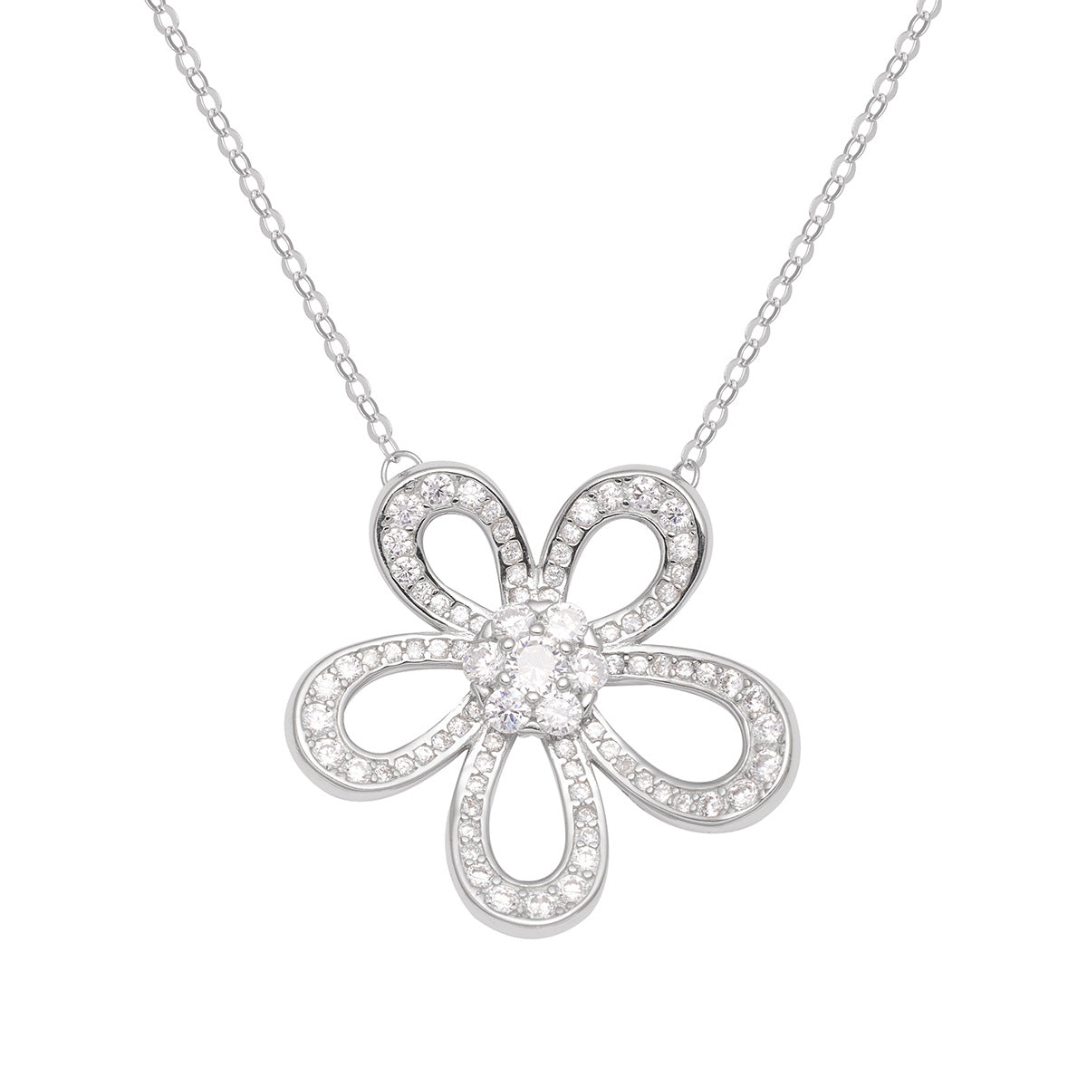 Bloom Zircon Flower Necklace, zircon flower pendant by Curia Pieces