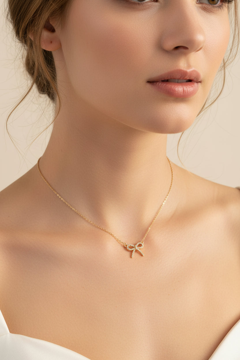 Mireille Bow Pendant Necklace – 18K Gold-Plated jewelry by Curia Pieces, view 2