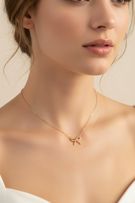 Mireille Bow Pendant Necklace – 18K Gold-Plated jewelry by Curia Pieces, view 2