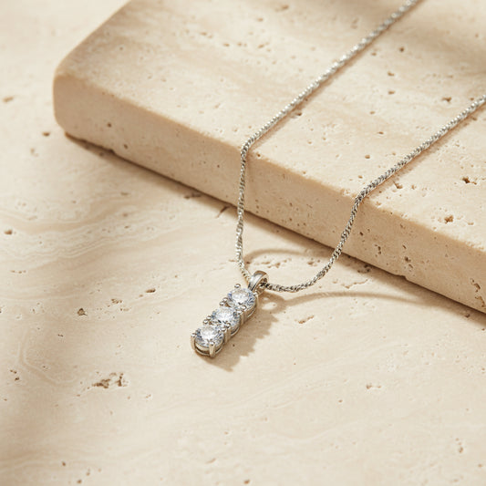 Vesper Moissanite Bar Necklace – Sterling Silver jewelry by Curia Pieces