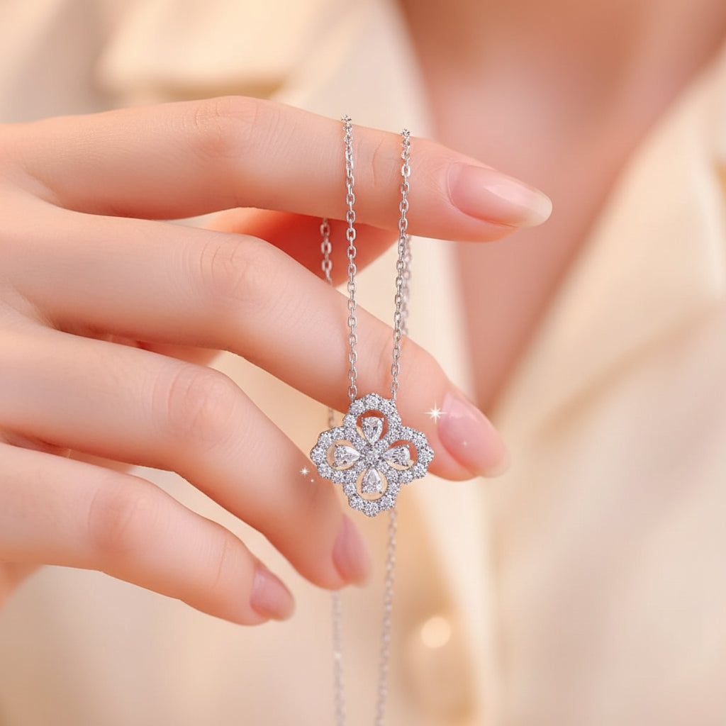 Odette Moissanite Clover Necklace – Sterling Silver jewelry by Curia Pieces, view 5