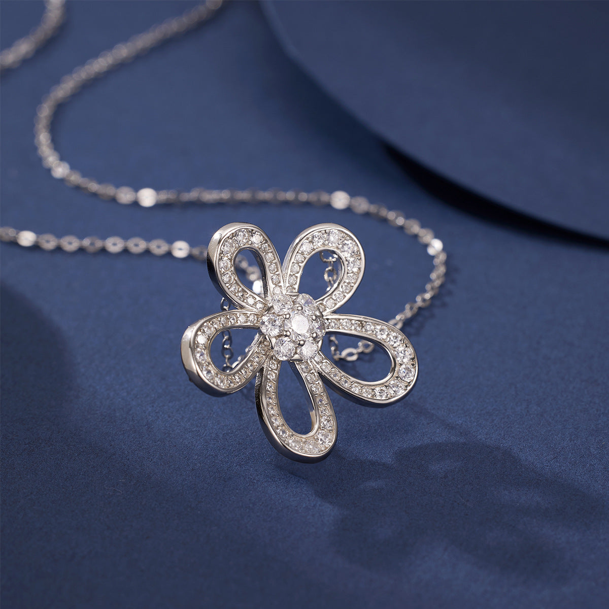 Bloom Zircon Flower Necklace, zircon flower pendant by Curia Pieces