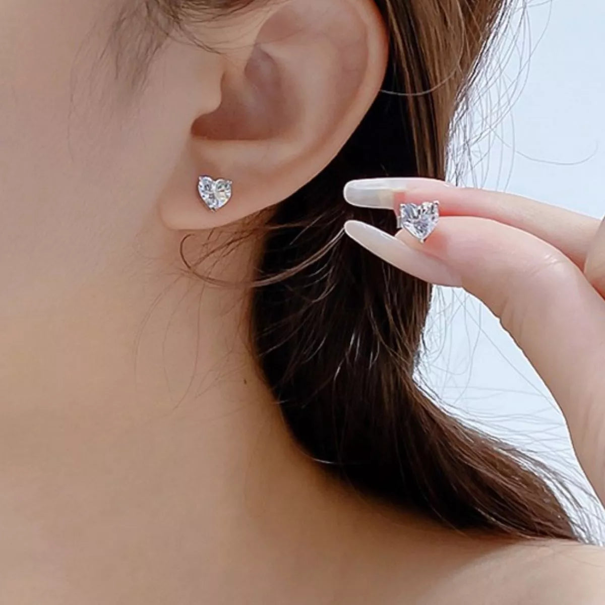 Adore Moissanite Heart Earrings, 2-carat moissanite heart earrings by Curia Pieces