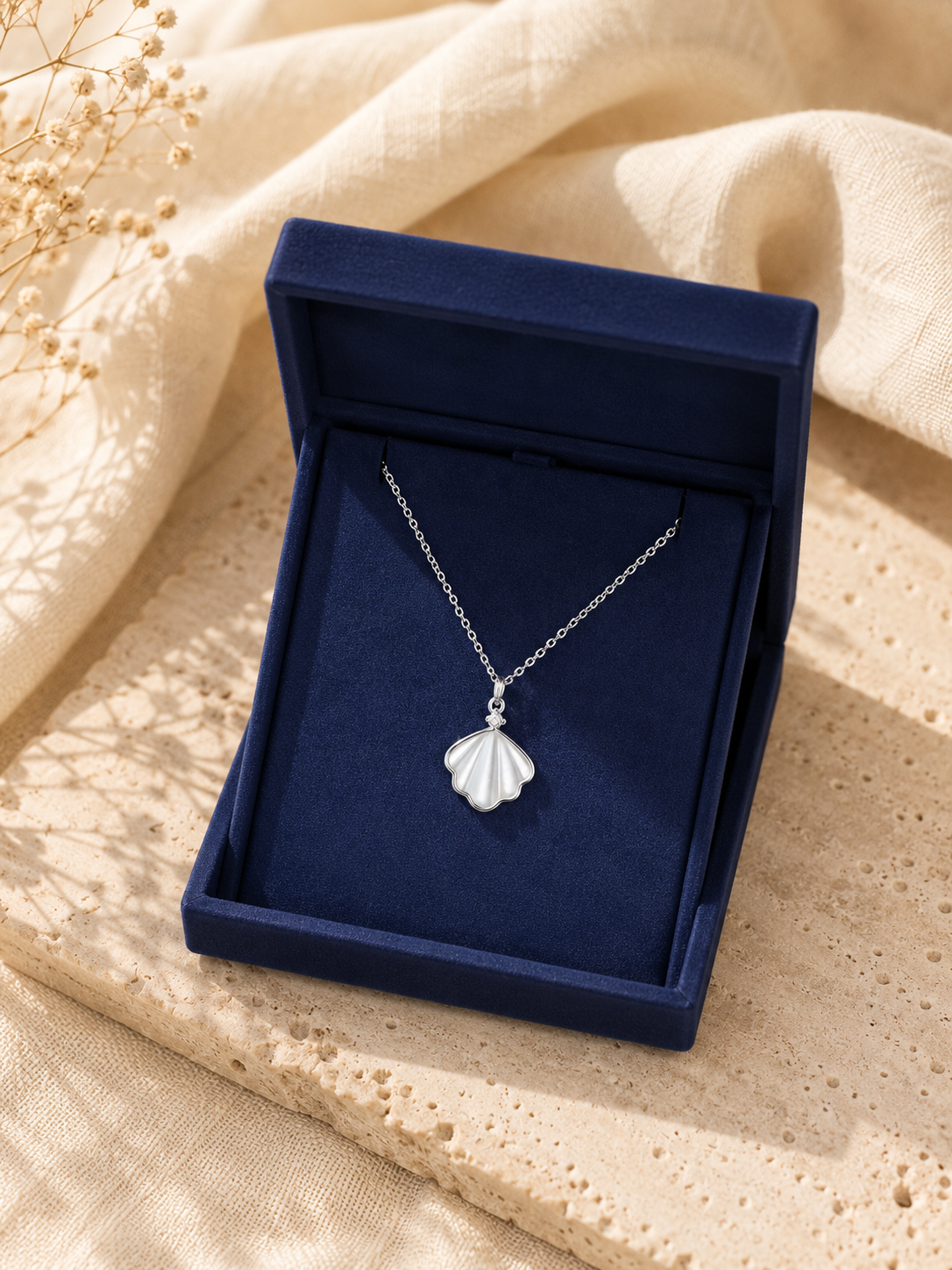 Marina Shell & Zircon Necklace – Sterling Silver jewelry by Curia Pieces, view 5