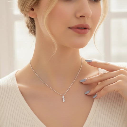 Vesper Moissanite Bar Necklace – Sterling Silver jewelry by Curia Pieces, view 2
