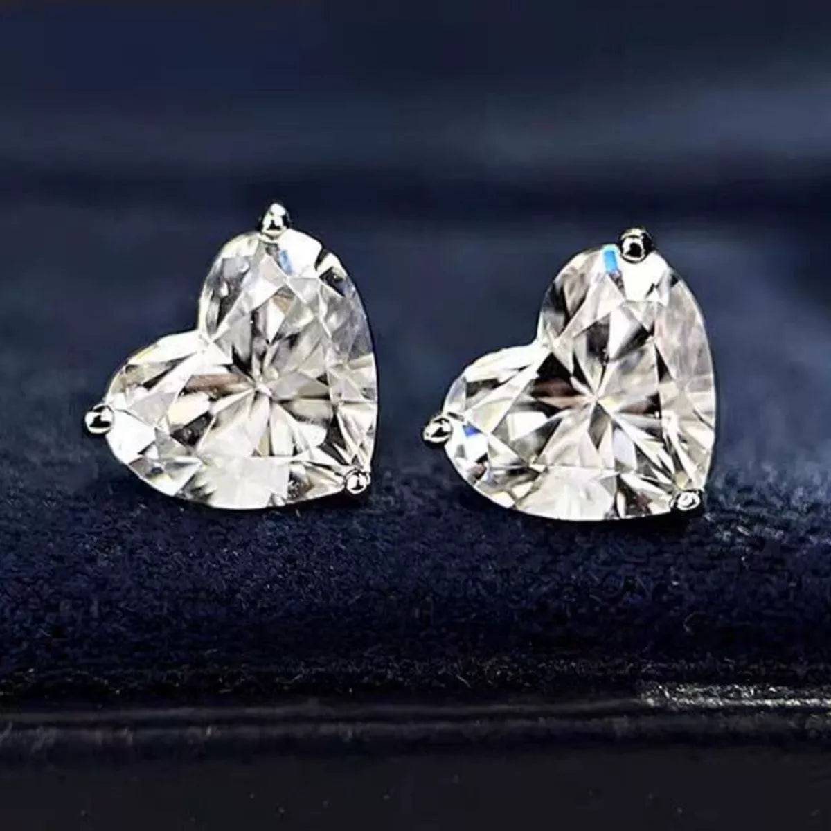 Adore Moissanite Heart Earrings, 2-carat moissanite heart earrings by Curia Pieces