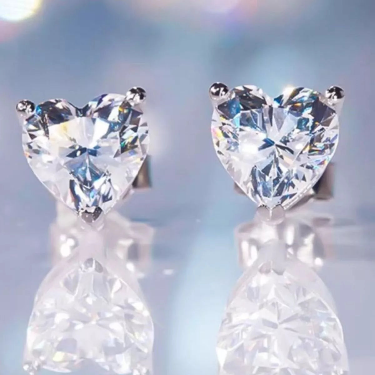 Adore Moissanite Heart Earrings, 2-carat moissanite heart earrings by Curia Pieces
