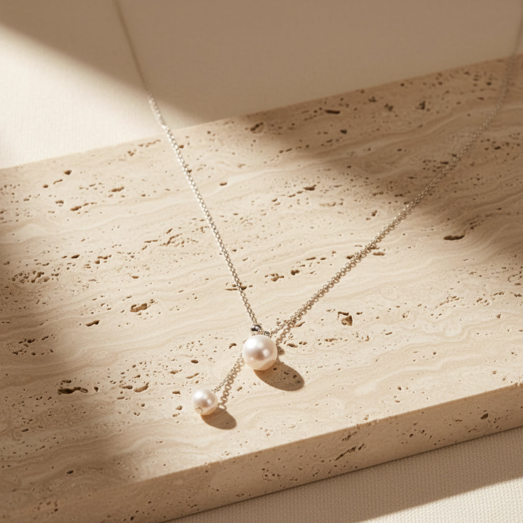 Amara Pearl Y Necklace – Sterling Silver jewelry by Curia Pieces