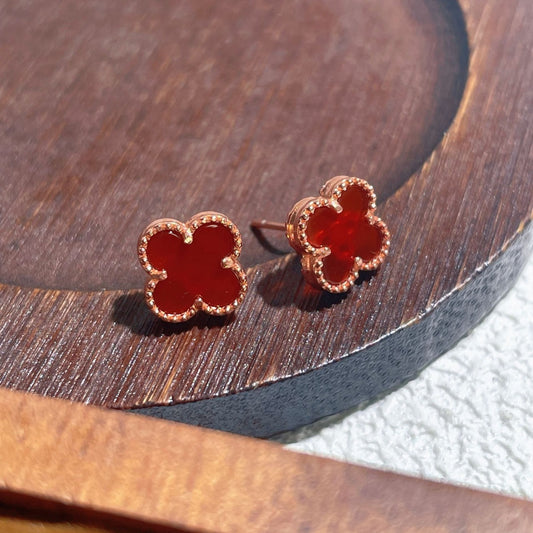 Fortuna Clover Stud Earrings, four-leaf clover stud earrings by Curia Pieces