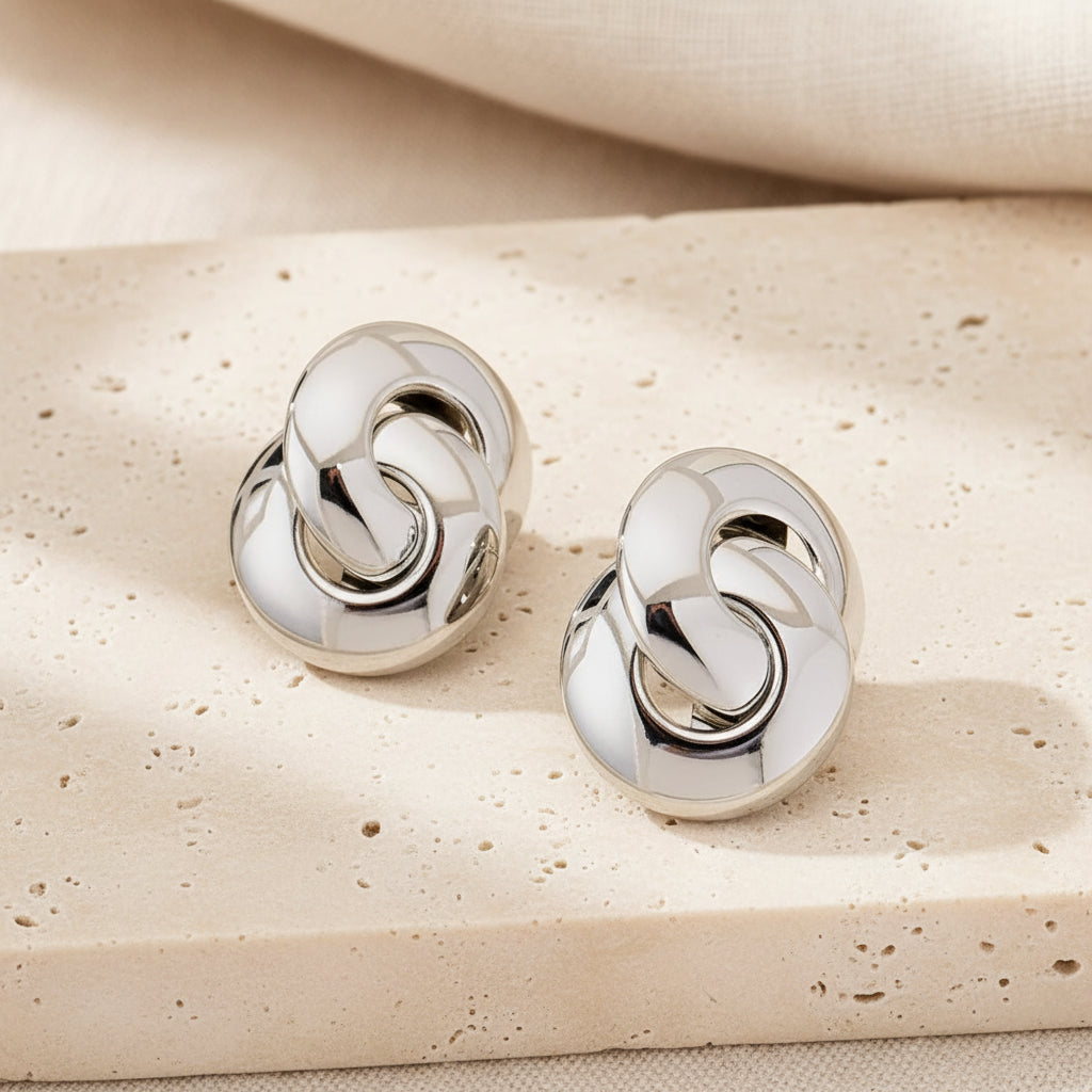 Sable Knot Stud Earrings – 18K Gold-Plated jewelry by Curia Pieces, view 3