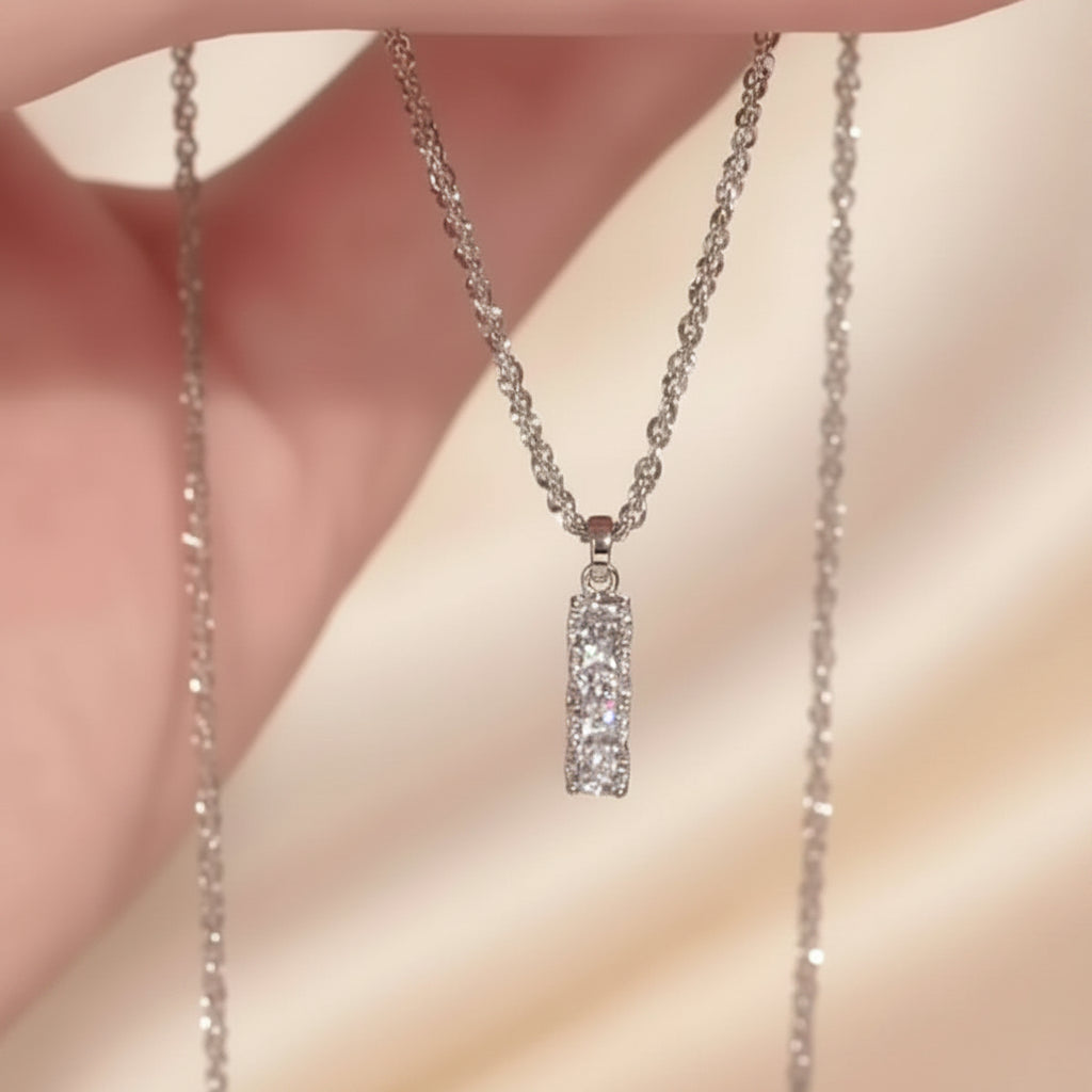 Vesper Moissanite Bar Necklace – Sterling Silver jewelry by Curia Pieces, view 3