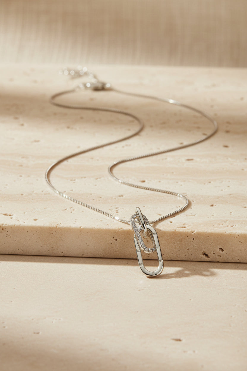 Halo Zircon Pendant Necklace – Sterling Silver jewelry by Curia Pieces, view 4