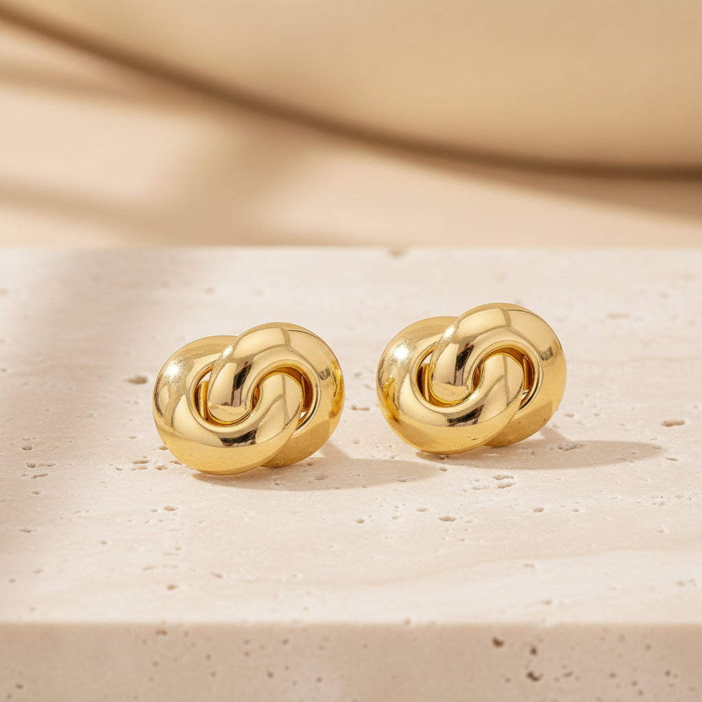 Sable Knot Stud Earrings – 18K Gold-Plated jewelry by Curia Pieces, view 4