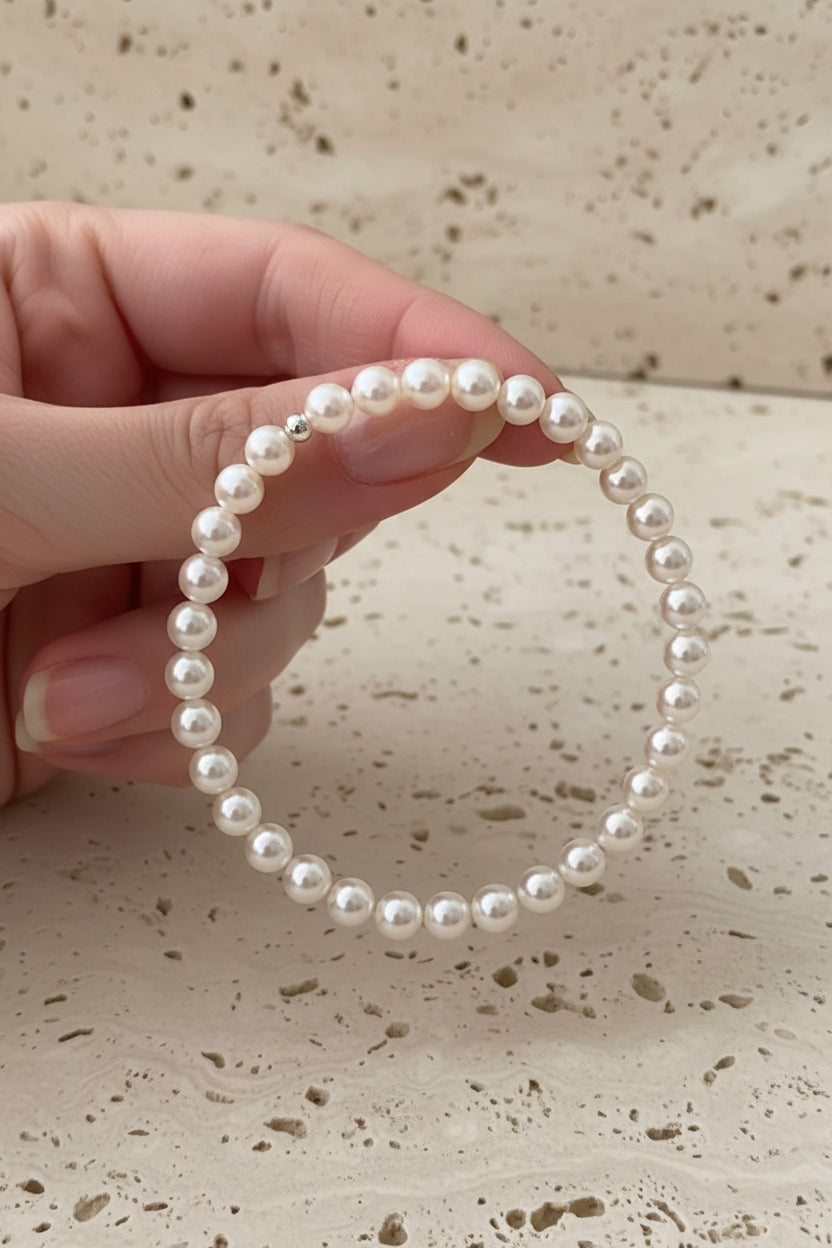 Faye Pearl Beaded Bracelet – Sterling Silver jewelry by Curia Pieces, view 2