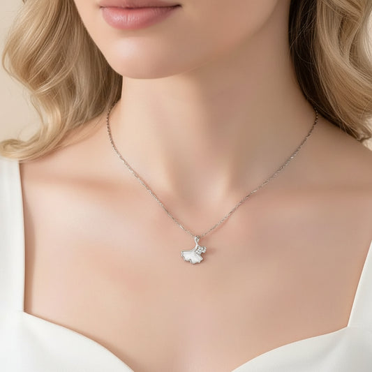 Linnea Ginkgo Leaf Necklace – Sterling Silver jewelry by Curia Pieces, view 2
