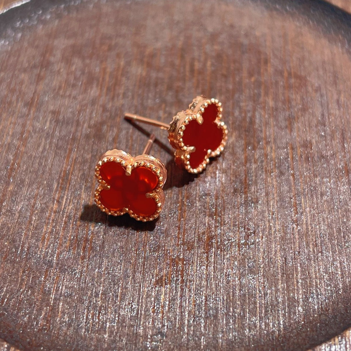 Fortuna Clover Stud Earrings, four-leaf clover stud earrings by Curia Pieces