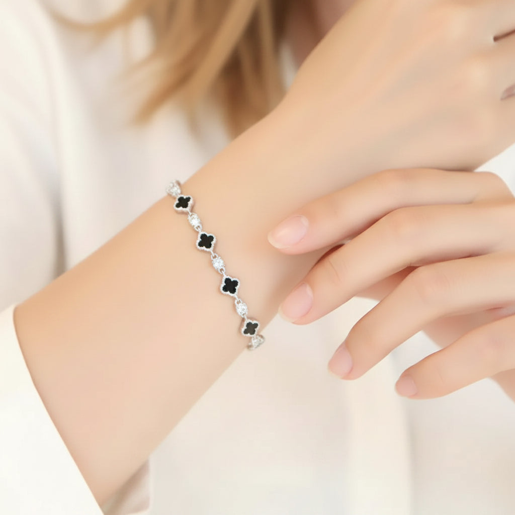 Talia Clover Charm Bracelet – Sterling Silver jewelry by Curia Pieces, view 5
