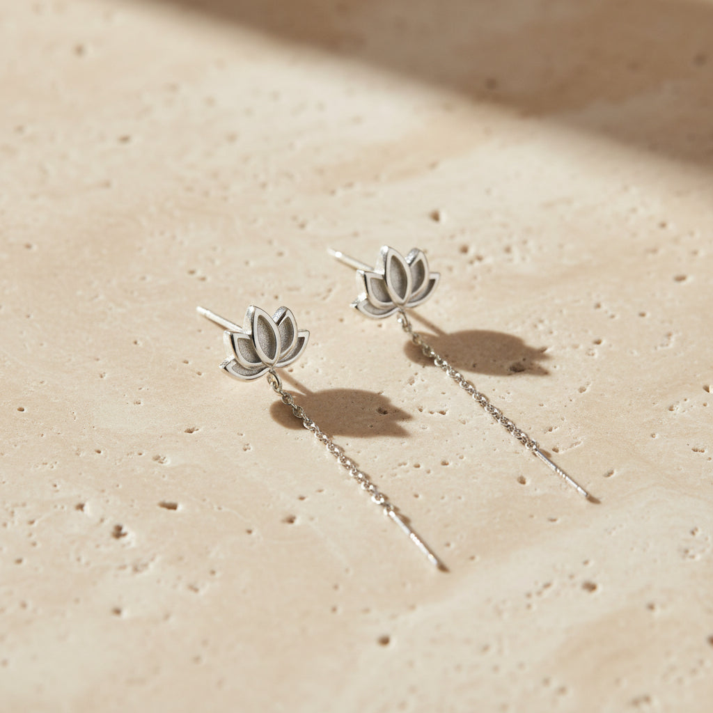 Calla Lotus Drop Earrings – Sterling Silver jewelry by Curia Pieces