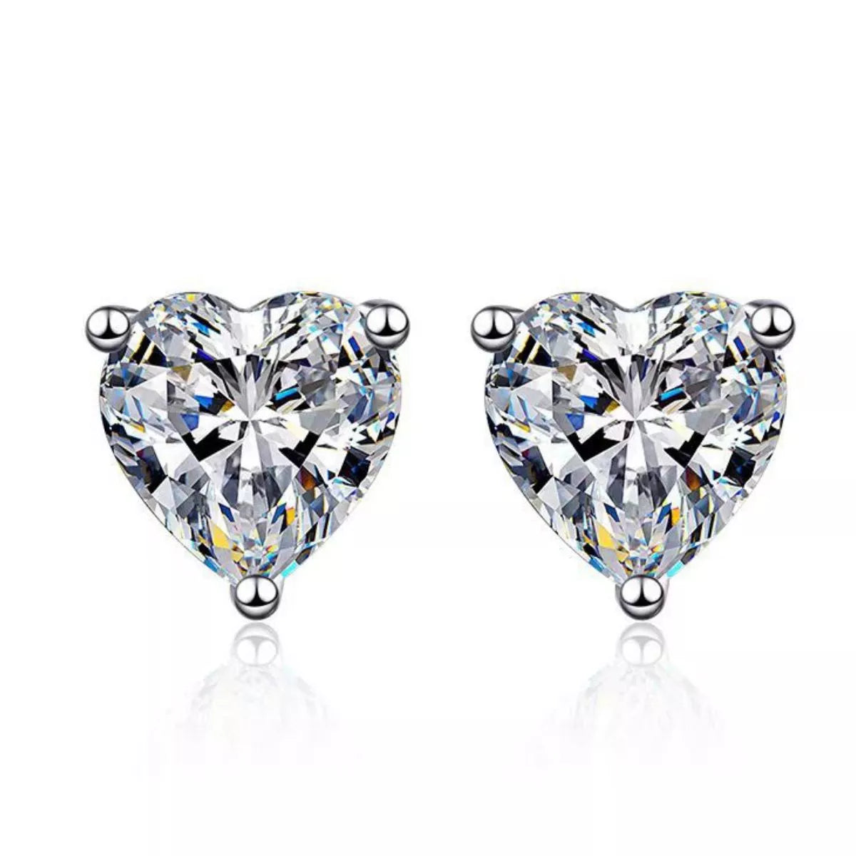 Adore Moissanite Heart Earrings, 2-carat moissanite heart earrings by Curia Pieces