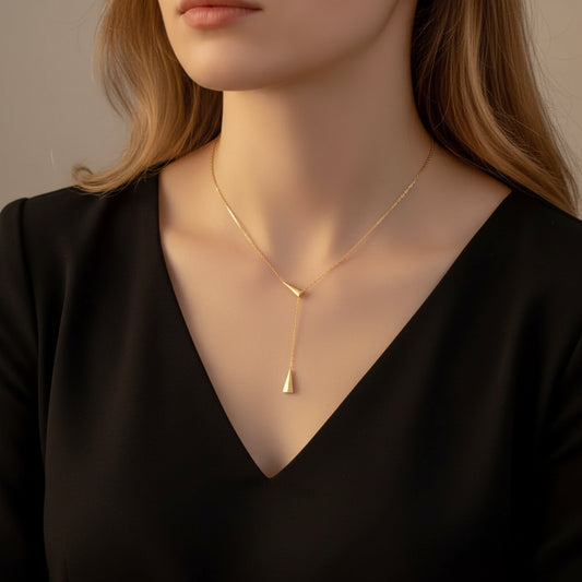 Wren Triangle Y Necklace – Sterling Silver jewelry by Curia Pieces, view 2