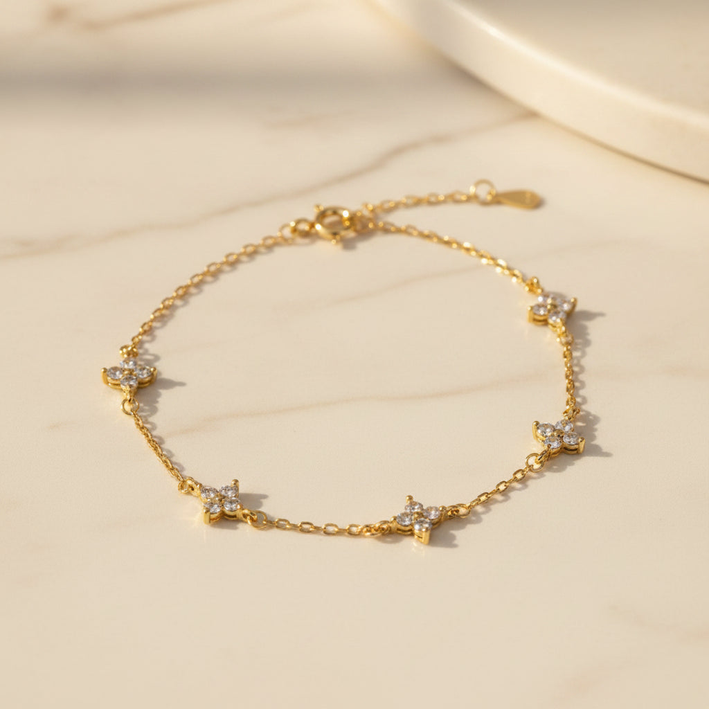 Coralie Clover Charm Bracelet – 18K Gold-Plated jewelry by Curia Pieces, view 3