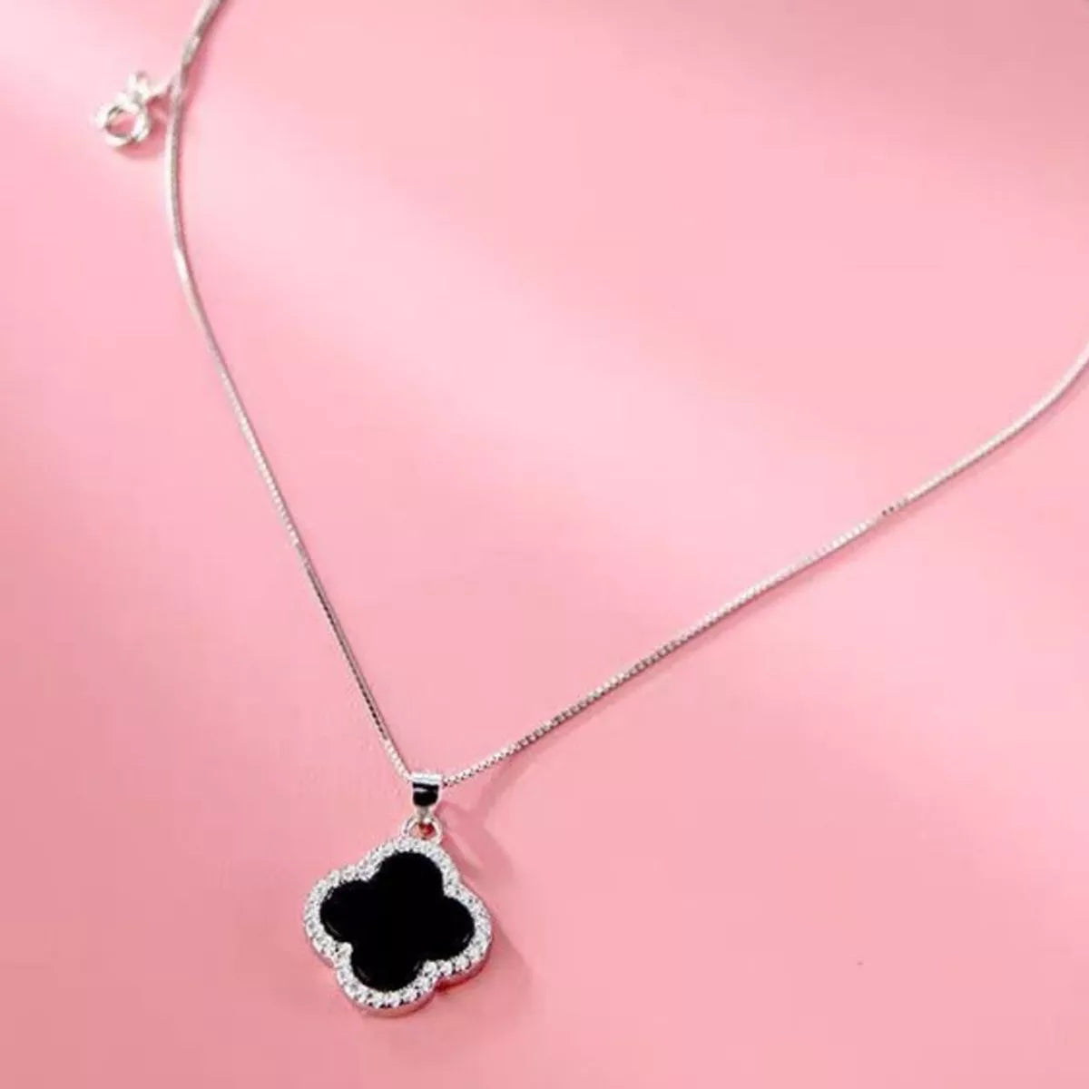 Fortuna Clover Pendant Necklace, four-leaf clover pendant with agate by Curia Pieces