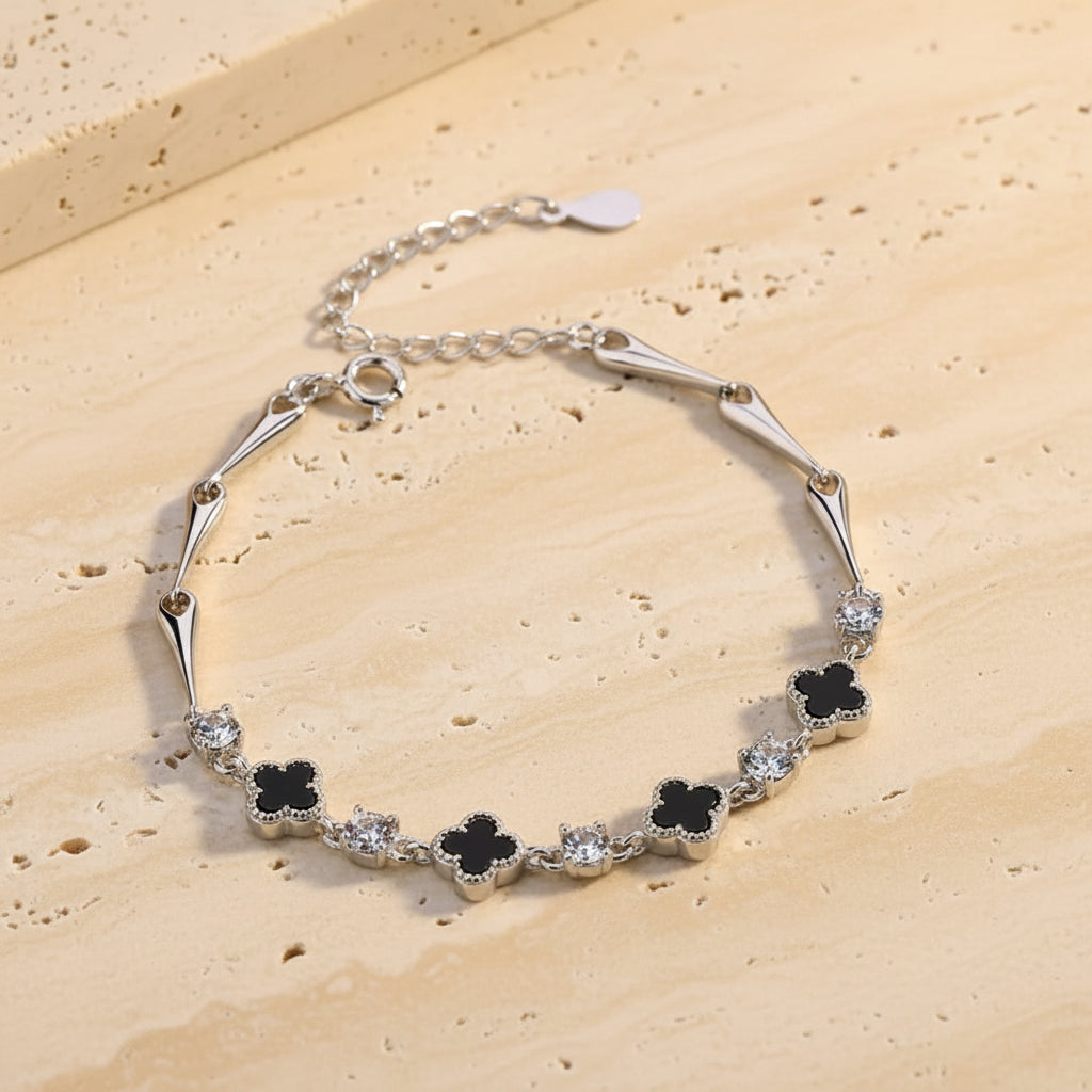 Talia Clover Charm Bracelet – Sterling Silver jewelry by Curia Pieces, view 3