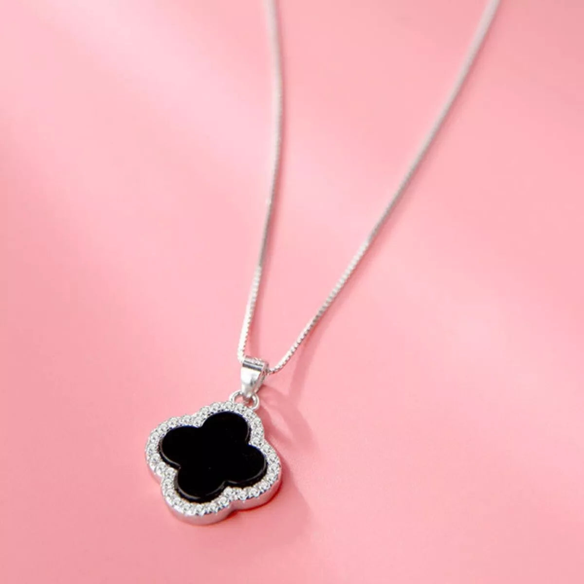 Fortuna Clover Pendant Necklace, four-leaf clover pendant with agate by Curia Pieces