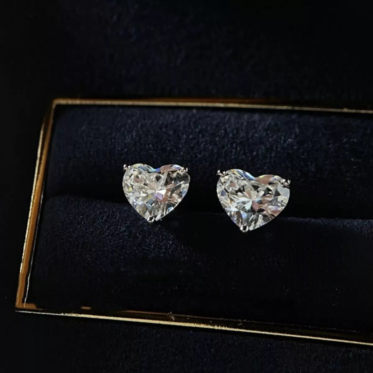 Adore Moissanite Heart Earrings, 2-carat moissanite heart earrings by Curia Pieces