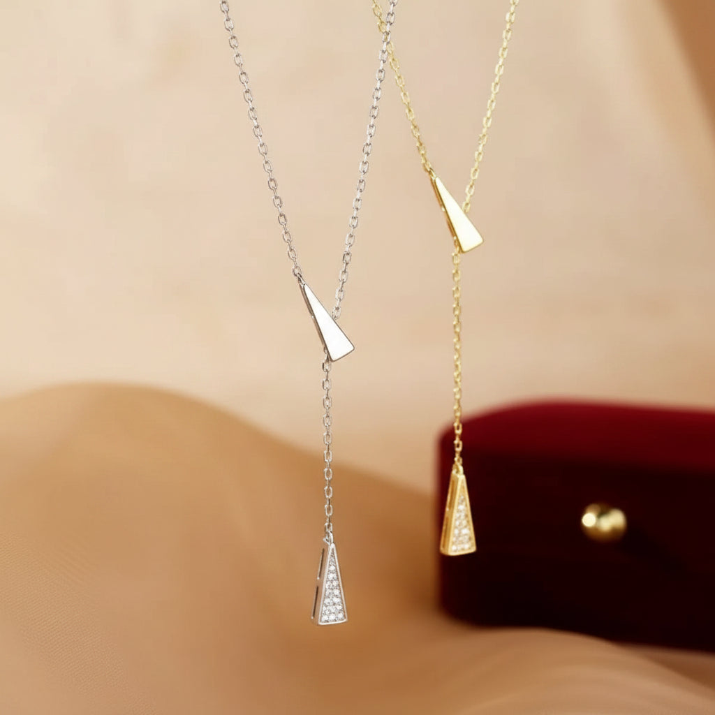 Wren Triangle Y Necklace – Sterling Silver jewelry by Curia Pieces, view 4
