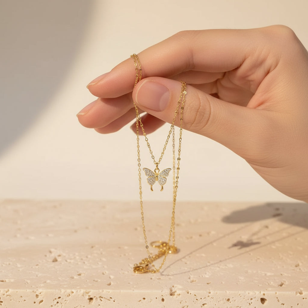 Winsome Butterfly Necklace – 18K Gold-Plated jewelry by Curia Pieces, view 5