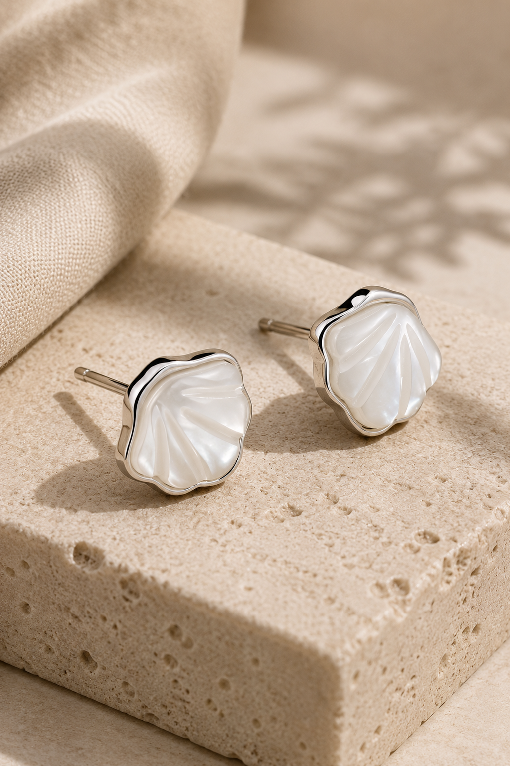 Marina Shell Stud Earrings – Sterling Silver jewelry by Curia Pieces