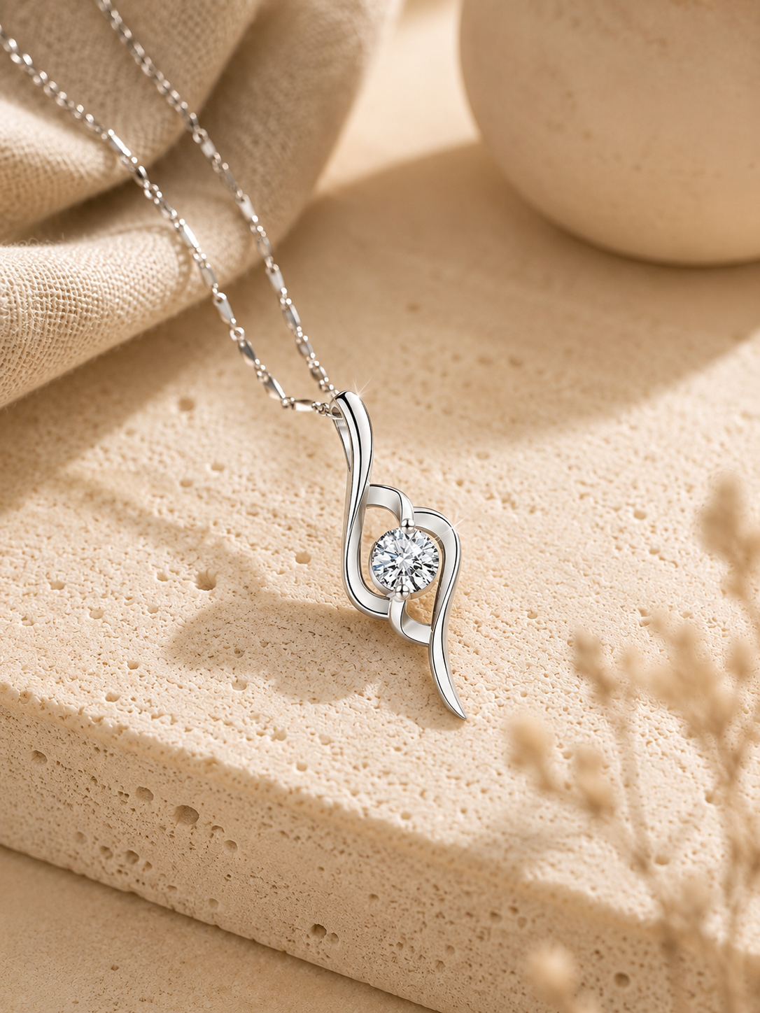 Lyra Moissanite Pendant Necklace – Sterling Silver jewelry by Curia Pieces