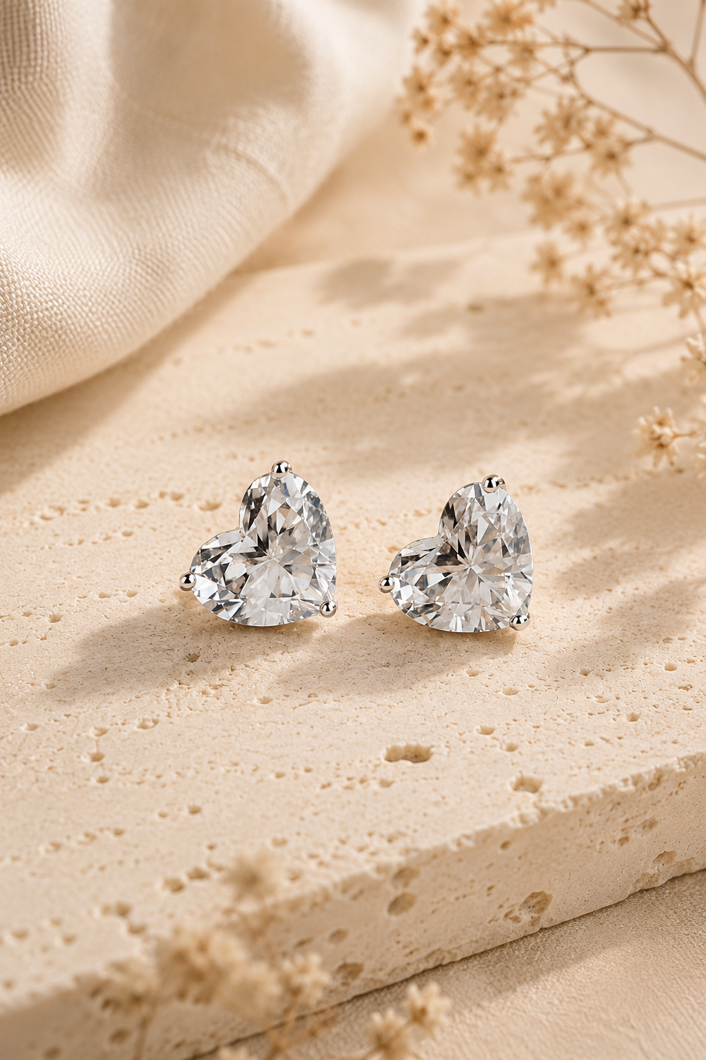 Adore Moissanite Heart Earrings – Sterling Silver jewelry by Curia Pieces
