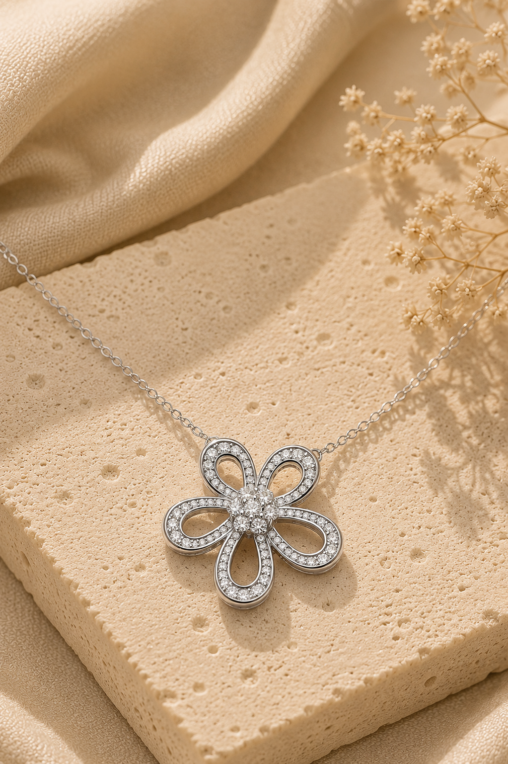 Bloom Zircon Flower Necklace – Sterling Silver jewelry by Curia Pieces