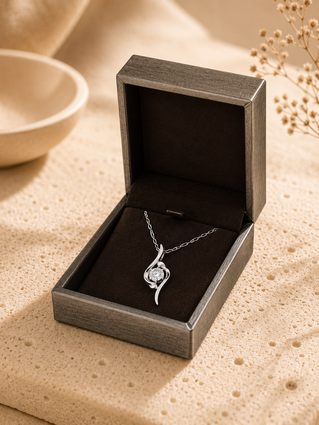 Lyra Moissanite Pendant Necklace – Sterling Silver jewelry by Curia Pieces, view 5