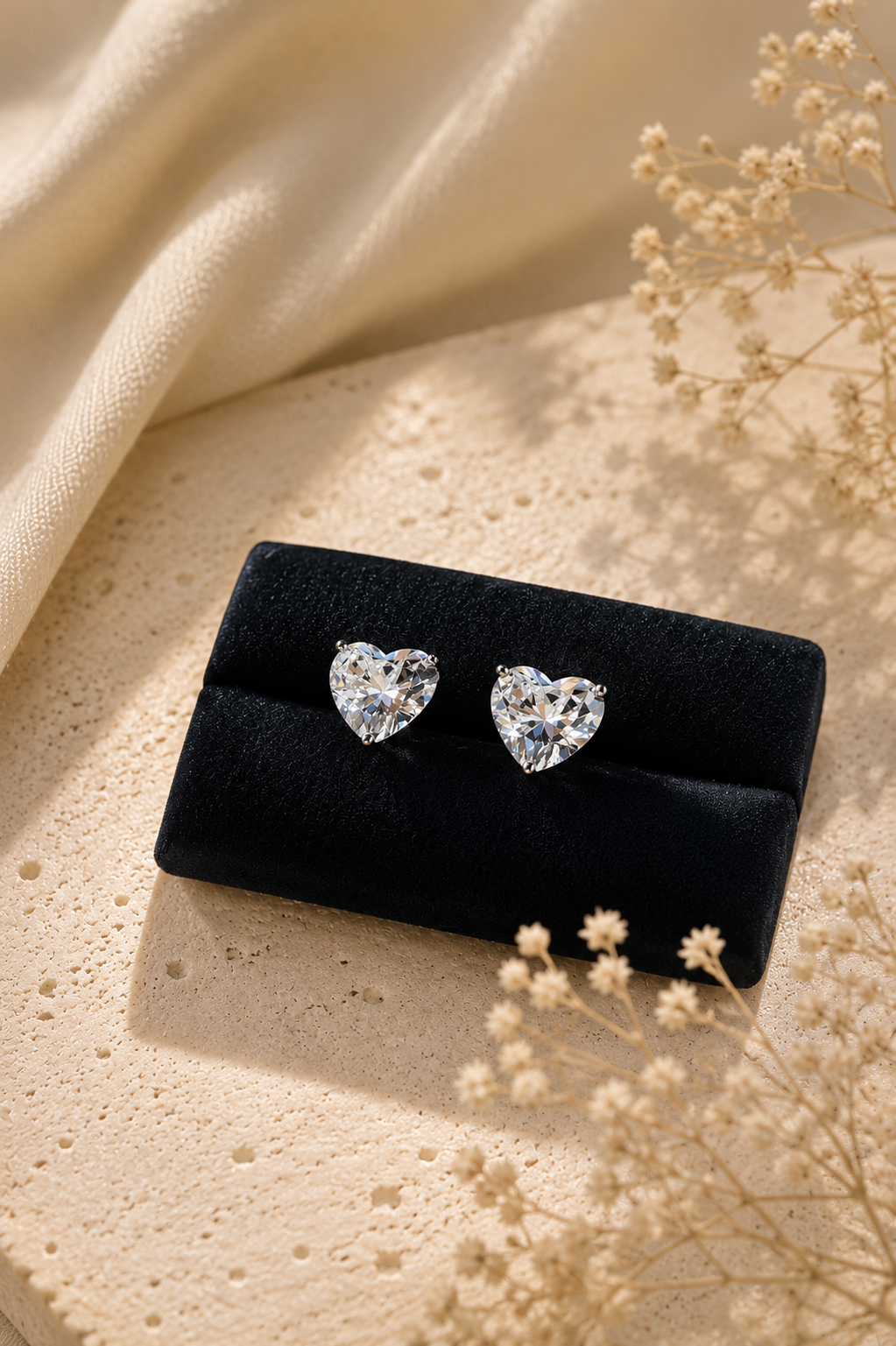 Adore Moissanite Heart Earrings – Sterling Silver jewelry by Curia Pieces, view 4