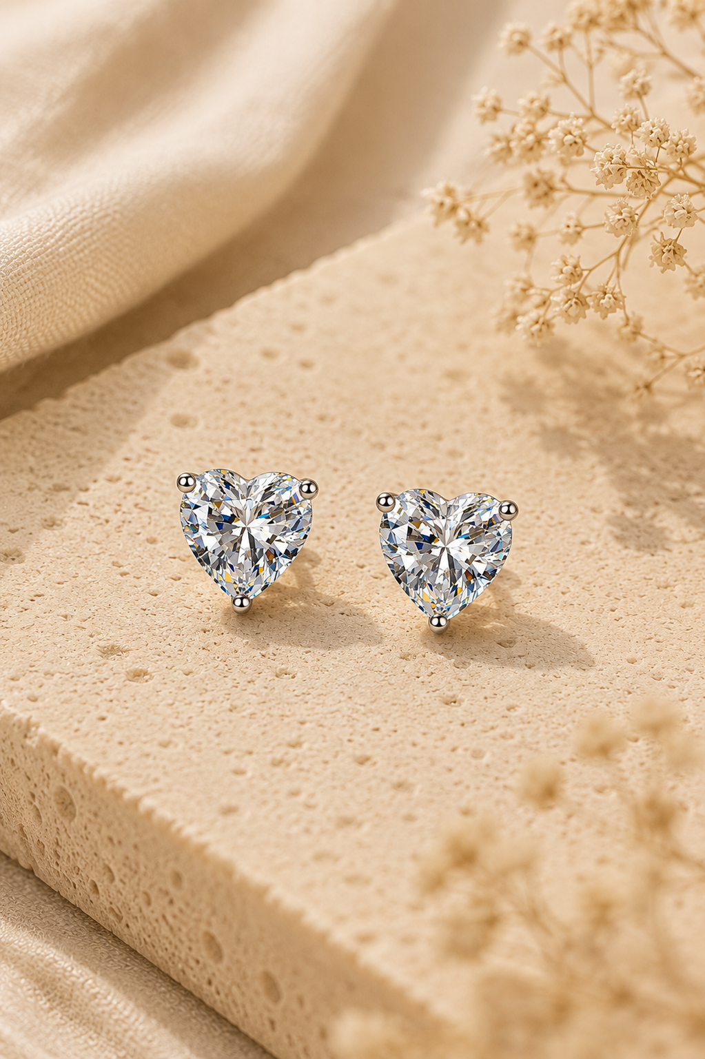 Adore Moissanite Heart Earrings – Sterling Silver jewelry by Curia Pieces, view 3