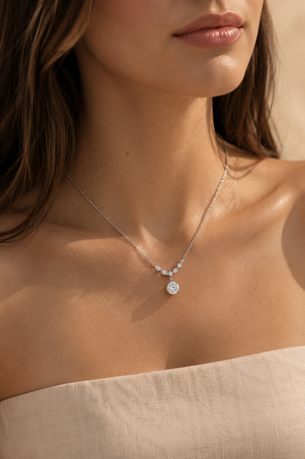 Aria Zircon Pendant Necklace – Sterling Silver jewelry by Curia Pieces, view 2