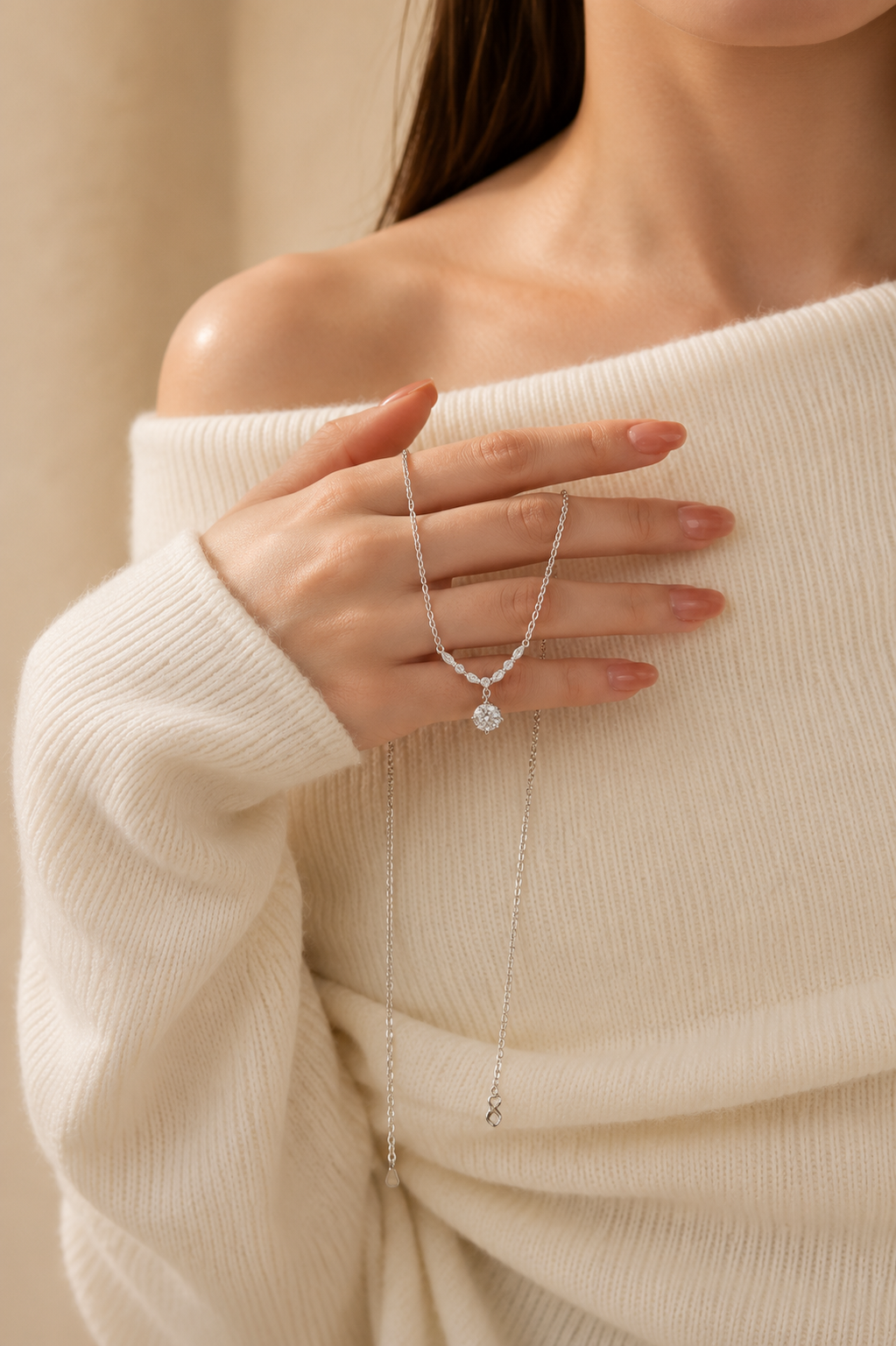 Aria Zircon Pendant Necklace – Sterling Silver jewelry by Curia Pieces, view 4