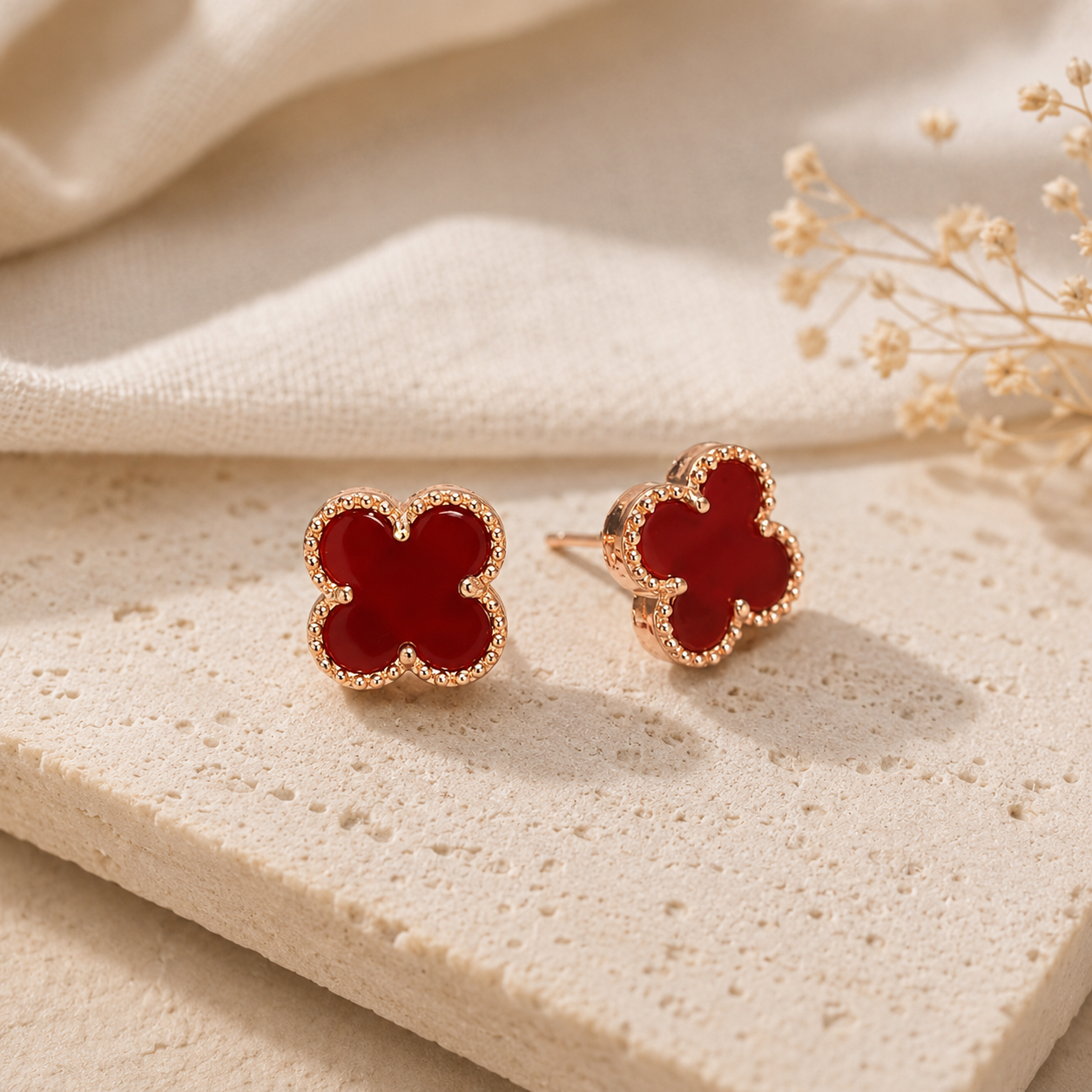 Fortuna Clover Stud Earrings – Sterling Silver jewelry by Curia Pieces, view 3